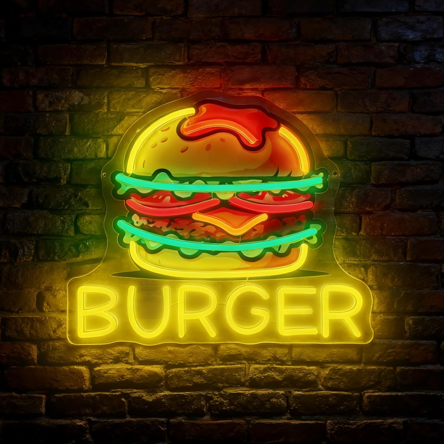 Commercial Kitchen Walls - バーガーネオンサイン、LEDハンバーガーサイン、レストラン、スナックバー、ファーストフード店、キッチン、寝室、パーティー、壁の装飾用、USB電源