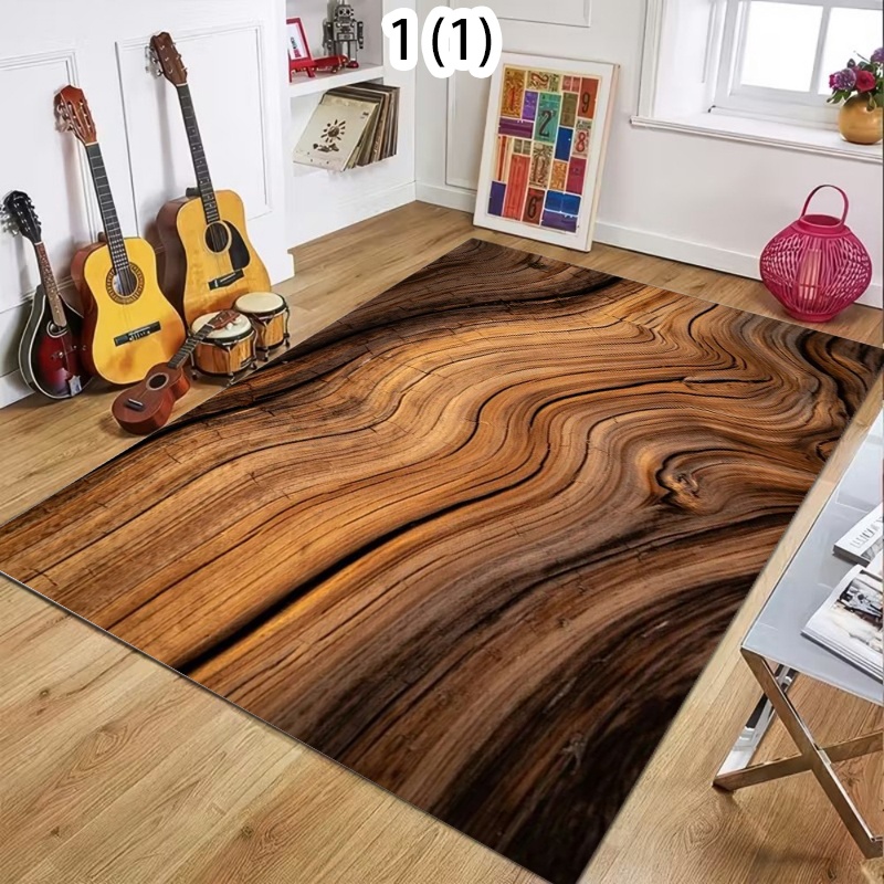 Commercial Kitchen Mats - 天然木目調エリアラグ ブラウン素朴な質感 滑り止めカーペット ファームハウスフロアマット リビングルーム 寝室