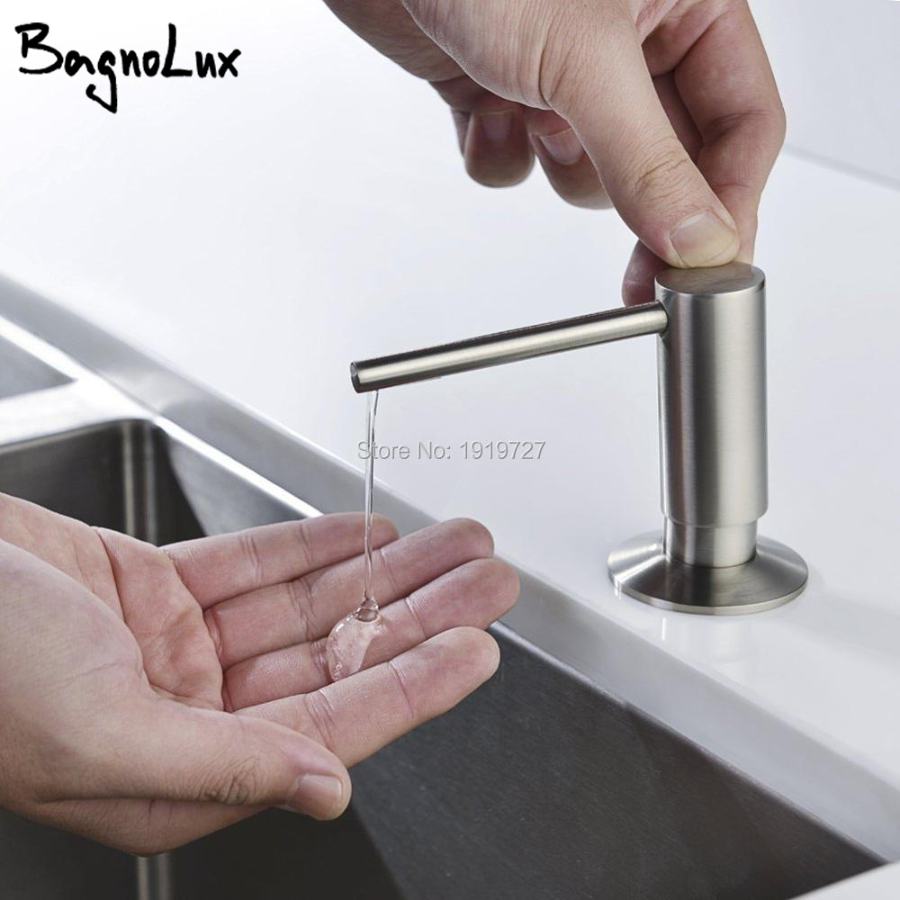Commercial Quality Kitchen Faucet - モダンなブラッシュドニッケル製ローションディスペンサー、100%真鍮製ポンプヘッド、キッチンや商業用に最適、高品質
