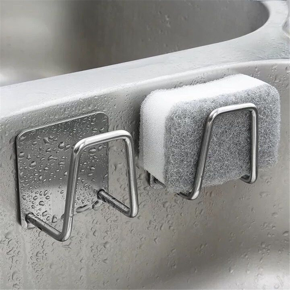 Commercial Kitchen Sink - キッチン用接着剤ウォールハンガー,強力なフック,シンクスポンジホルダー,排水管乾燥ラック,収納オーガナイザー,バスルームサクションカップ,ステンレス