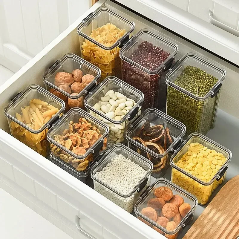 Commercial Kitchen Refrigerator - 1PC 穀物密封瓶粗粒穀物収納ボックス防水冷蔵庫鮮度保持ボックス大容量キッチンオーガナイザーケース