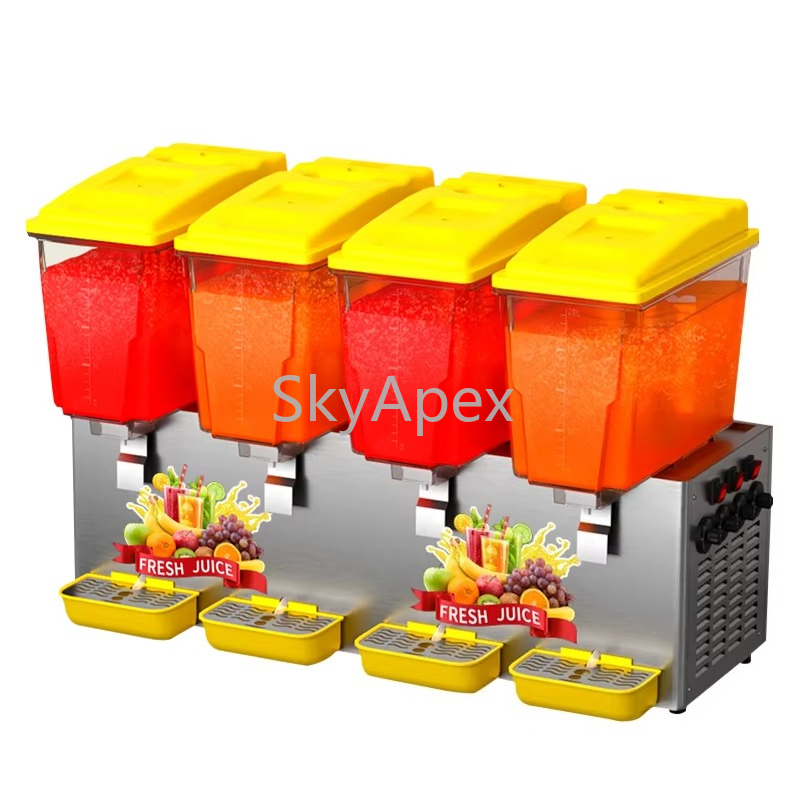 Cold Drink Dispenser - 業務用4気筒攪拌式温冷飲料ディスペンサーマシン ステンレス製 大容量 レストラン・カフェ向け