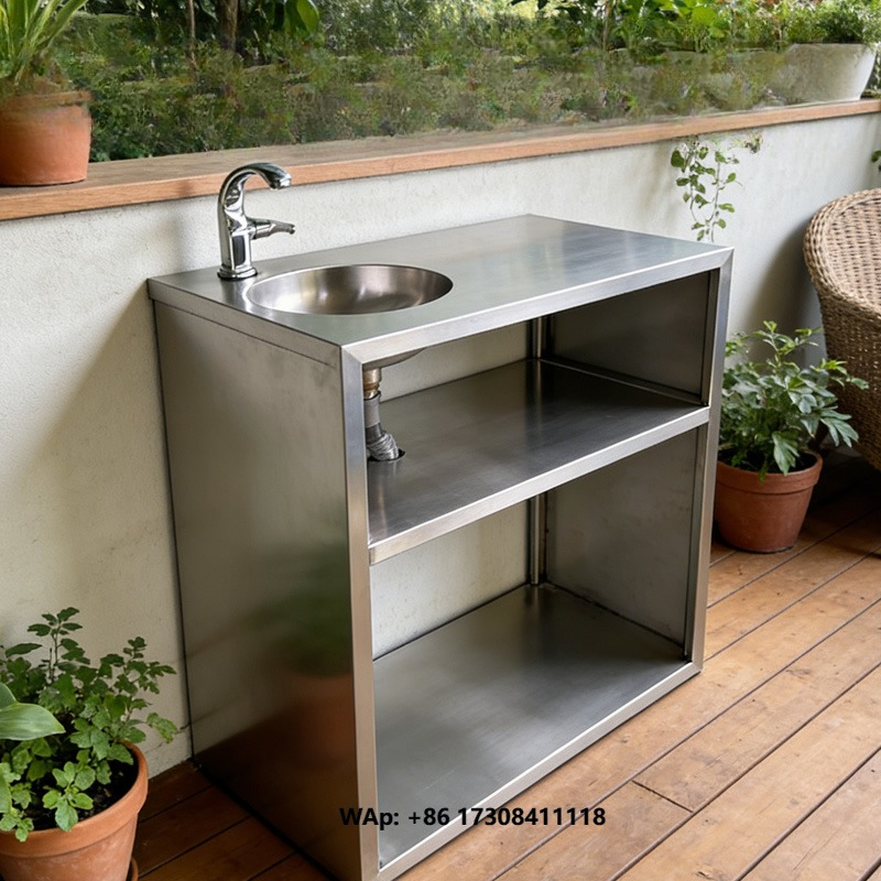Commercial Quality Kitchen Faucet - 高品質304ステンレス製モダンシングルボウルシンク、業務用厨房・ホテル・学校用調理台付き