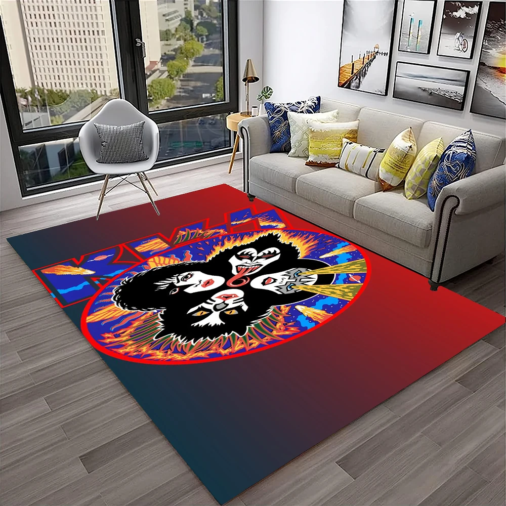 Commercial Kitchen Mats - レトロなKISSロックバンドカーペットラグ、ホームリビングルーム寝室プレイルームソファキッチン玄関マット装飾、子供用エリアラグ滑り止めフロアマット