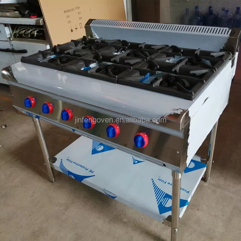 Commercial Kitchen Equipment - 業務用厨房機器 プロ仕様 6口ガスコンロ 工業用ポータブルガスストーブ スタンド付き