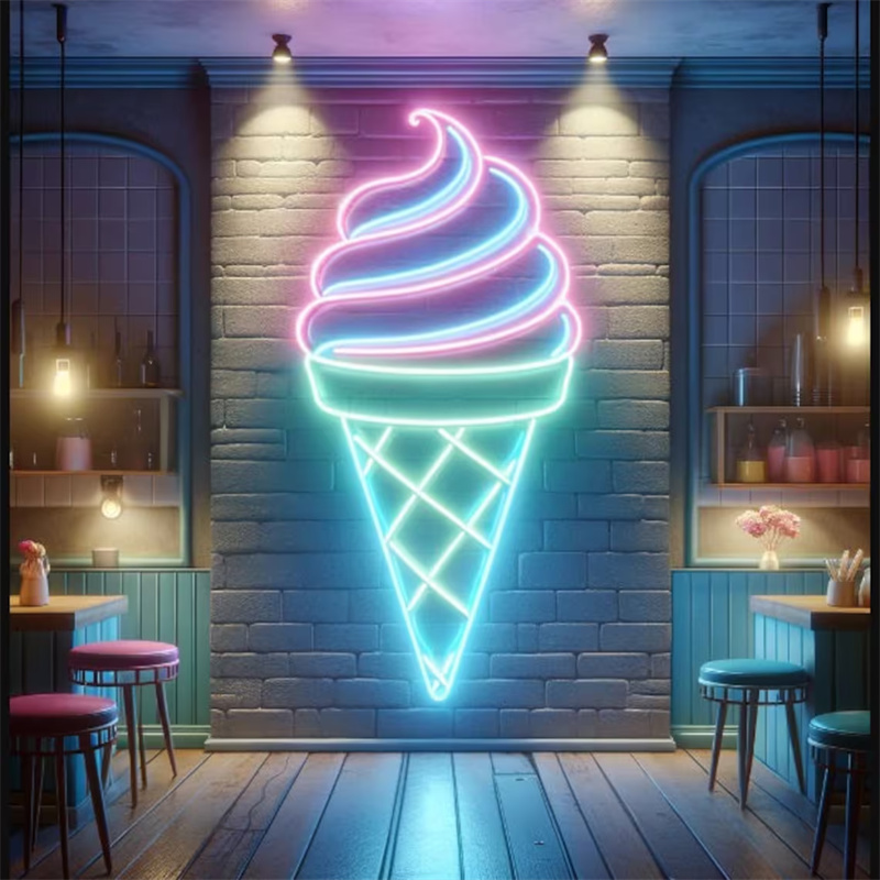 Commercial Kitchen Walls - アイスクリームネオンライト、壁掛け、家、バー、キッチンの装飾