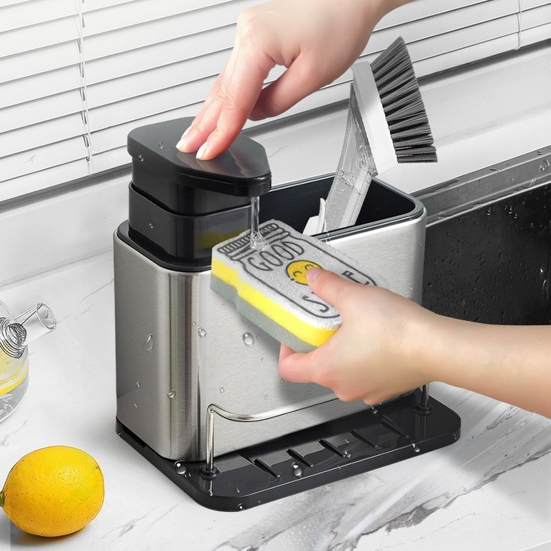 Commercial Kitchen Sink - 1PC 多機能ステンレス鋼食器石鹸ディスペンサースポンジホルダーシンクオーガナイザー排水ラックキッチンアクセサリー