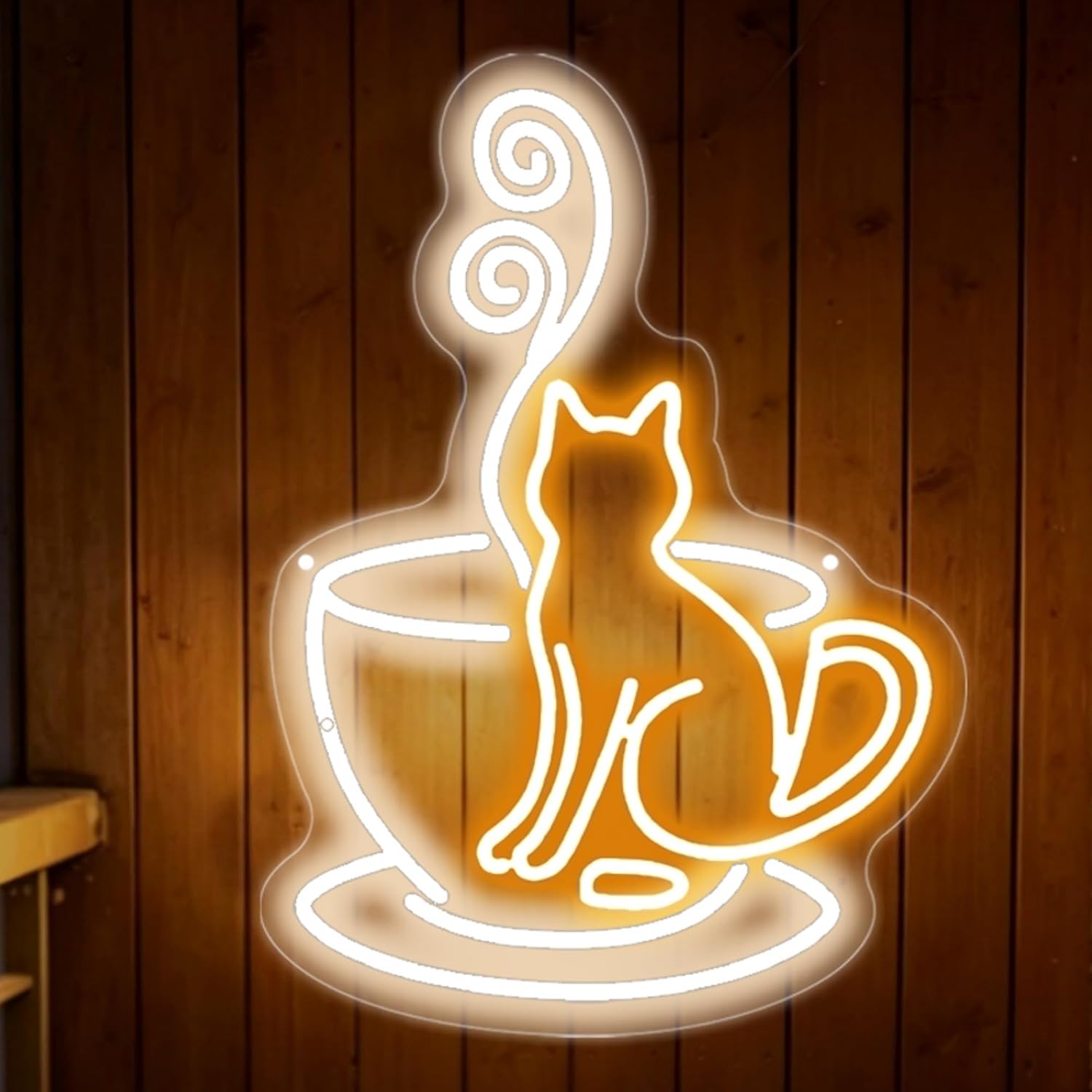 Commercial Kitchen Walls - 猫がコーヒーカップの中にあるLEDネオンサインUSBウォールライト、カフェ、コーヒーショップの装飾ランプ、キッチン、バー、寝室のウォールアート、誕生日プレゼント