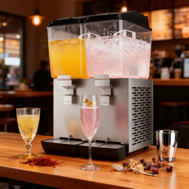 Cold Drink Dispenser - 2缶飲料ディスペンサー 16L + 16L 大容量 冷たいジュース・牛乳ディスペンサー