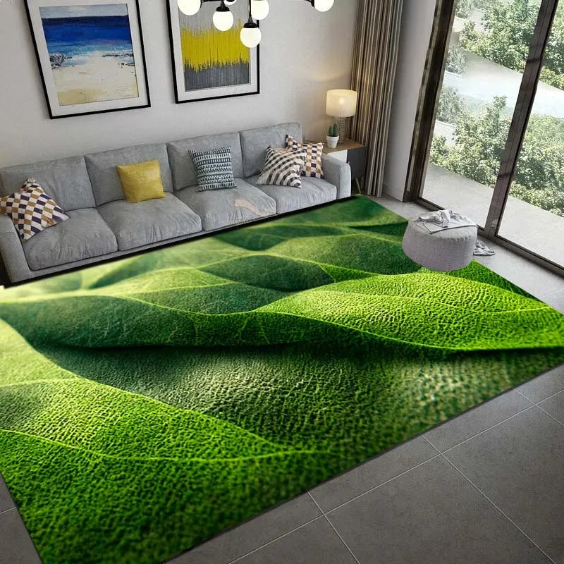 Commercial Kitchen Mats - 夏の緑のヤシの葉のカーペット、草の敷物、熱帯の葉の敷物、リビングルーム、寝室、キッチン用、滑り止めフロアマット装飾