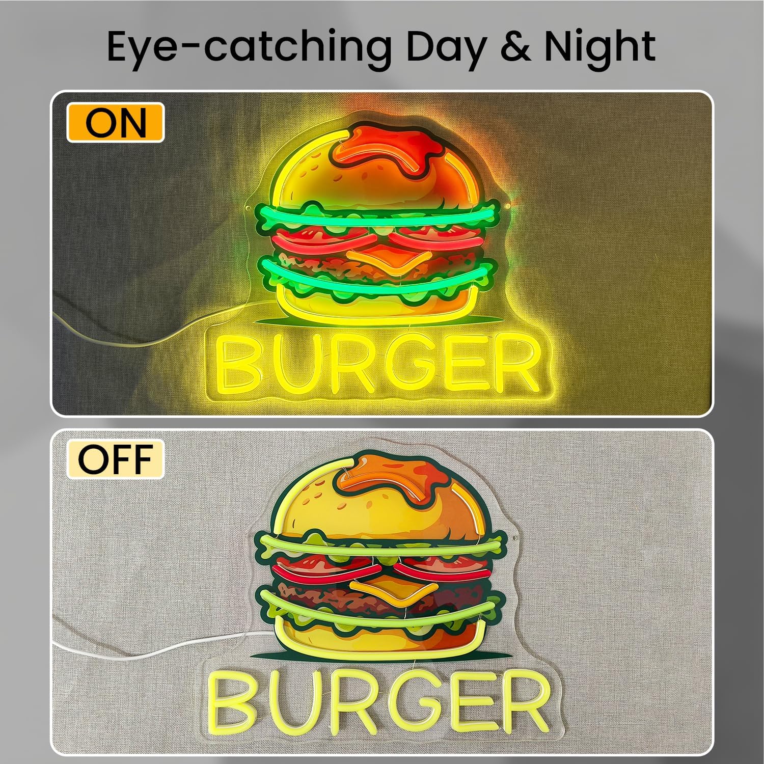 バーガーネオンサイン、LEDハンバーガーサイン、レストラン、 - Commercial Kitchen Walls のレビューと価格