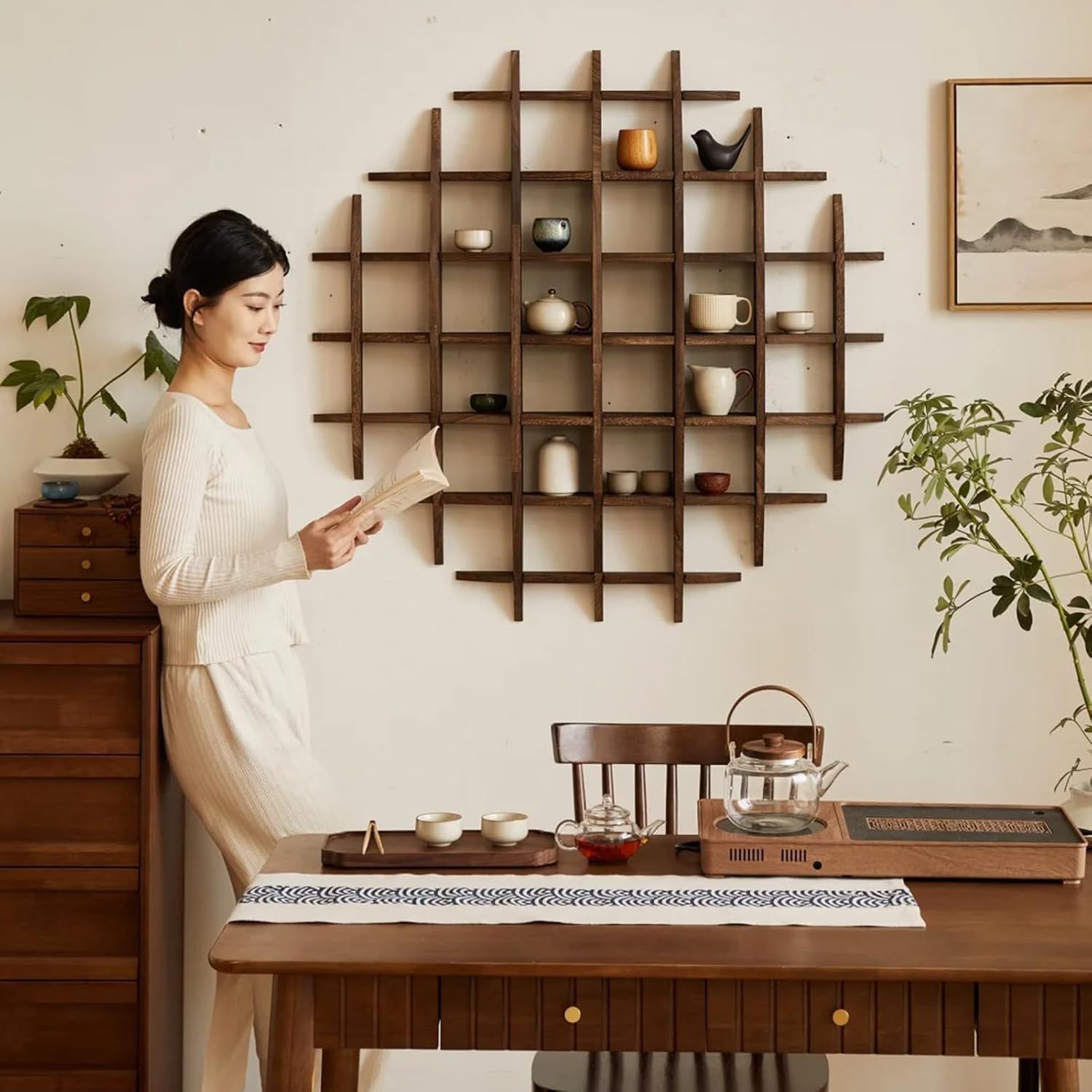 無垢材中国茶カップホルダー壁掛けティーポットディスプレイスタ - Commercial Kitchen Walls のレビューと価格