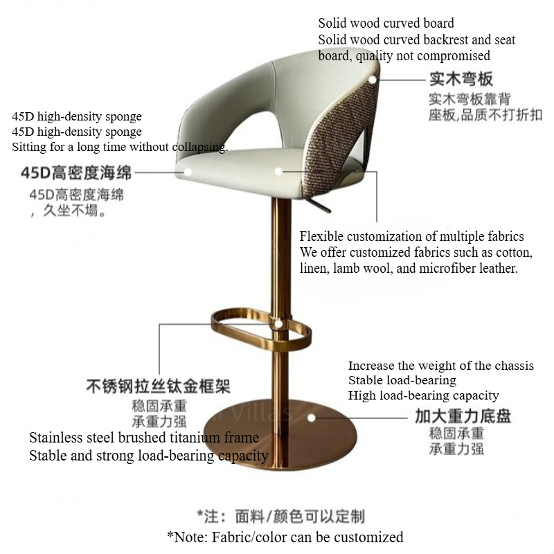 キッチンカウンター人間工学に基づいたバーチェアベンチ背もたれ - Commercial Kitchen Bench のレビューと価格