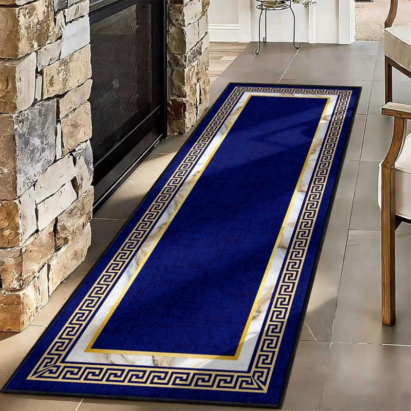 抽象芸術ランナーラグ 青と黄色のスプラッシュペイント柄カーペ - Commercial Kitchen Mats のレビューと価格