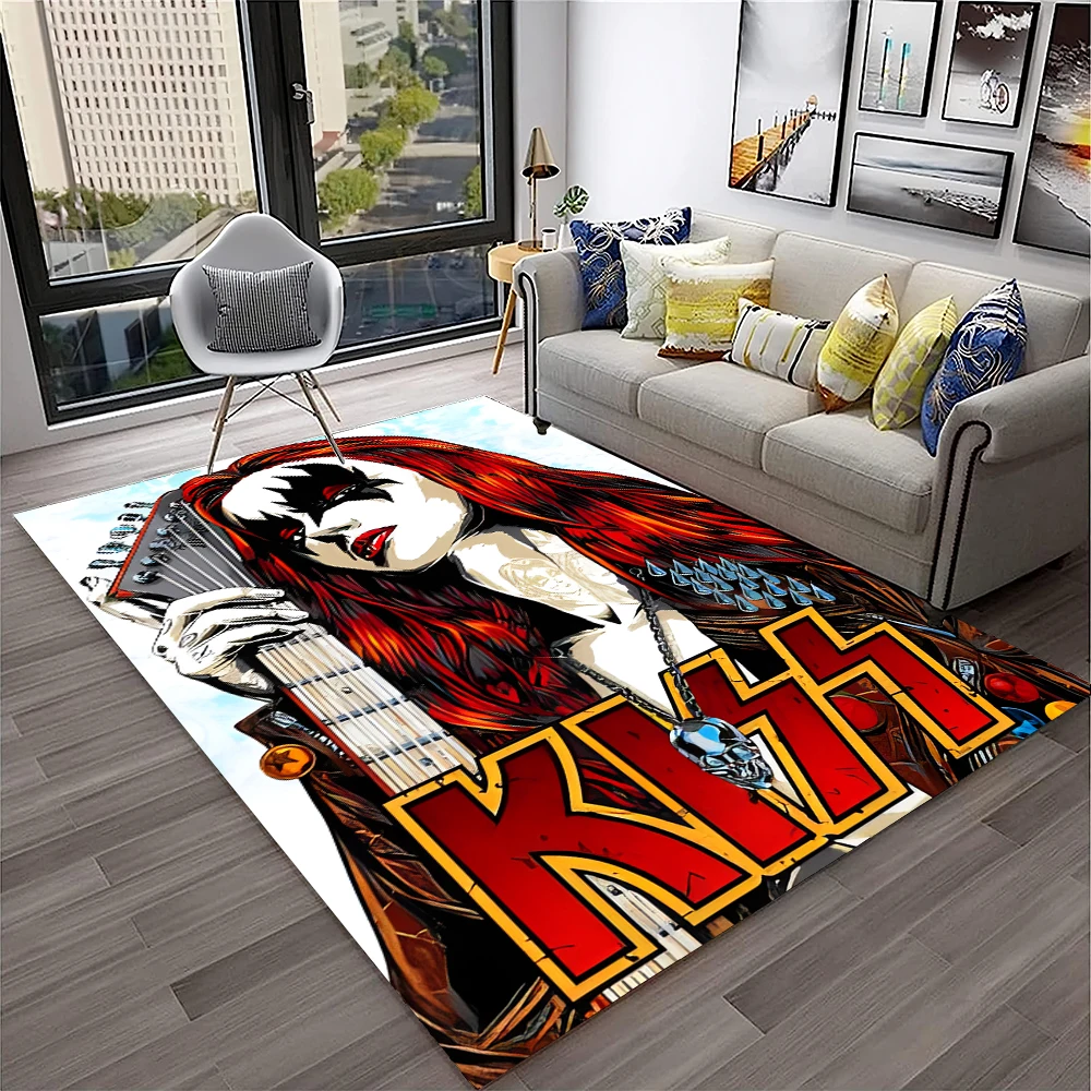 レトロなKISSロックバンドカーペットラグ、ホームリビングル - Commercial Kitchen Mats のレビューと価格