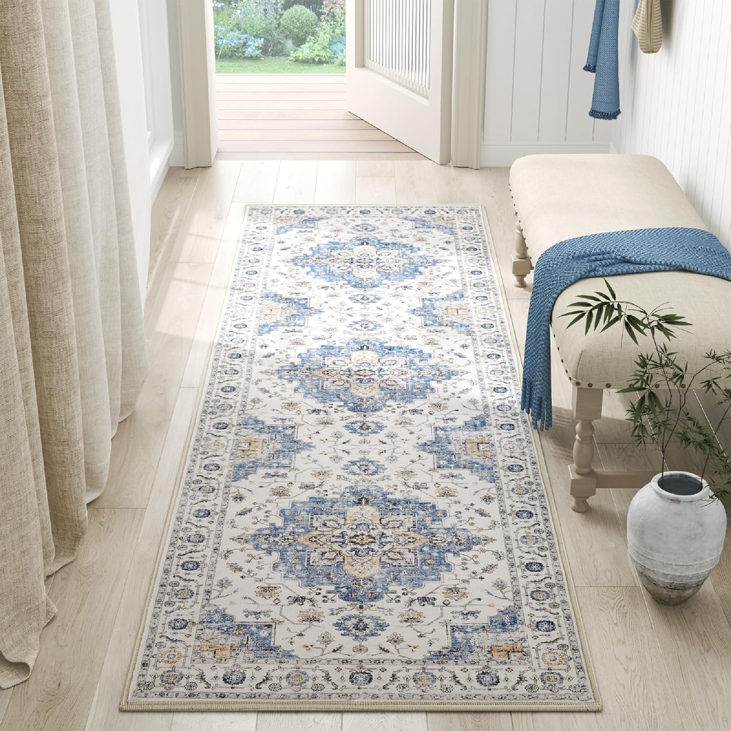 VIKAMA ボヘミアンランナーラグ 滑り止め 軽量 廊下  - Commercial Kitchen Mats のレビューと価格