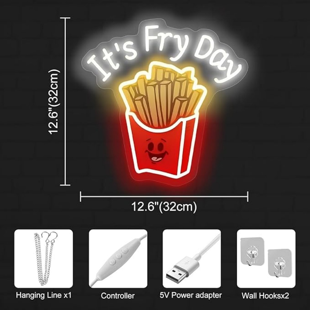 フライドポテトネオンライト,ファストフード,レストランの壁の - Commercial Kitchen Walls のレビューと価格
