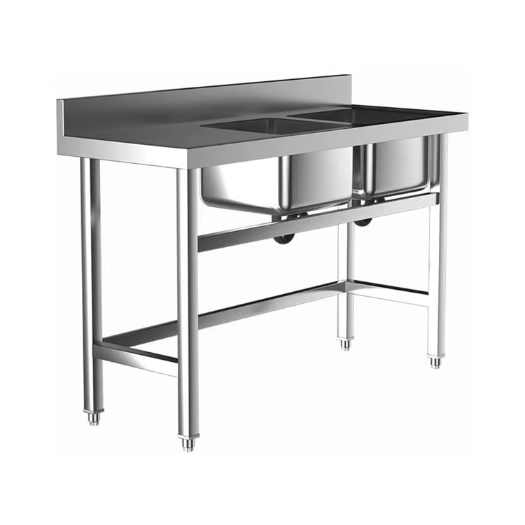 業務用ホテル厨房機器　二槽ステンレスシンク　作業台付き　正方 - Commercial Kitchen Sink のレビューと価格