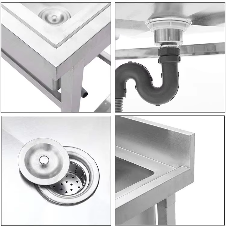業務用ホテル厨房機器　二槽ステンレスシンク　作業台付き　正方 - Commercial Kitchen Sink のレビューと価格