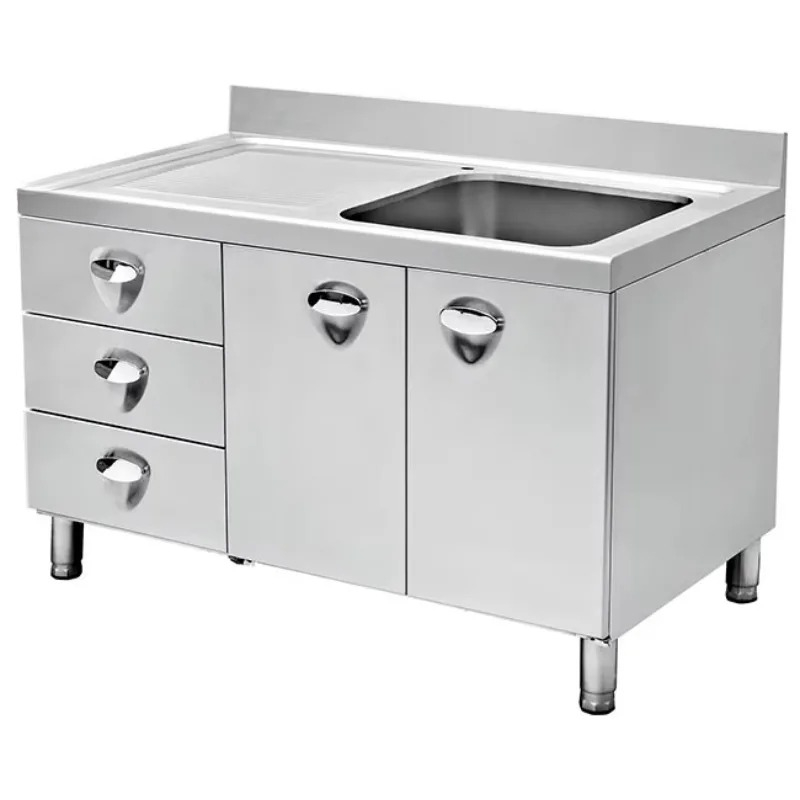 業務用厨房収納テーブル、独立型商業用作業台、シンクと引き出し - Commercial Kitchen Sink のレビューと価格