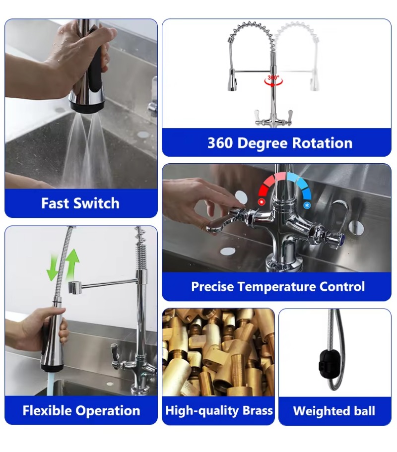 高品質のクラシックホテル仕様プルダウン式カウンタートップ商業 - Commercial Quality Kitchen Faucet のレビューと価格
