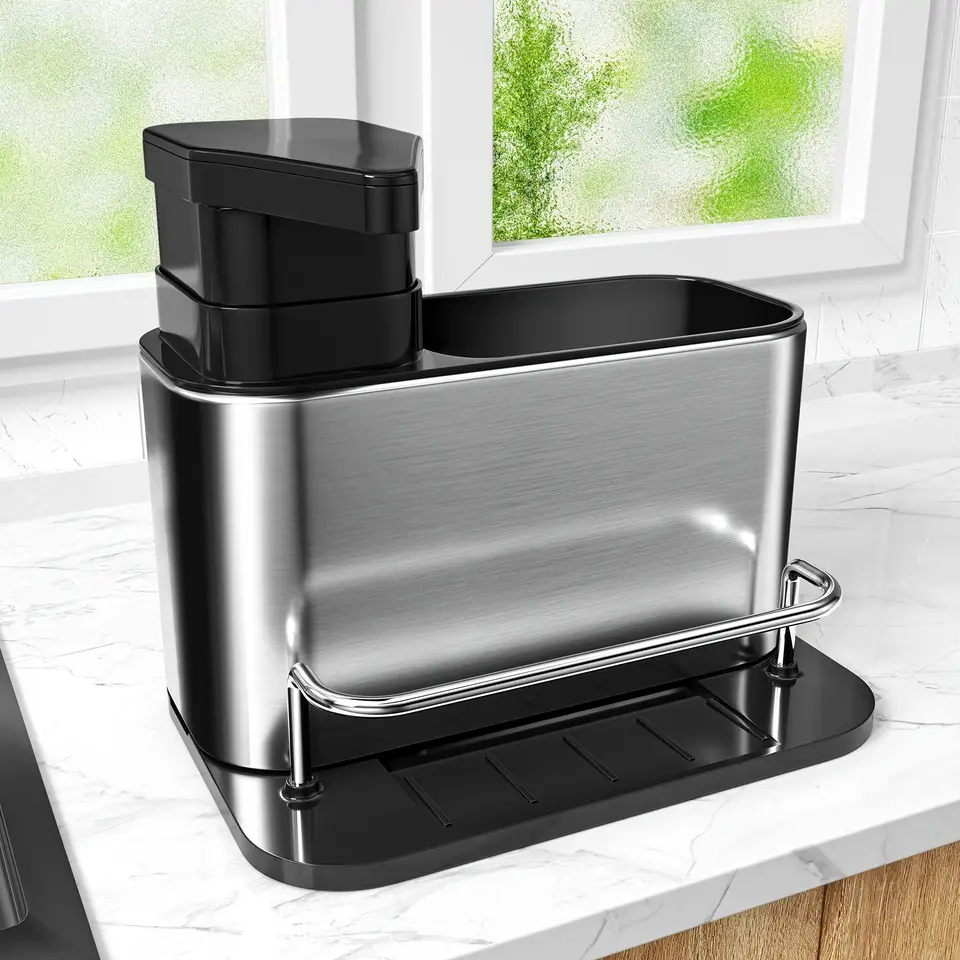 1PC 多機能ステンレス鋼食器石鹸ディスペンサースポンジホル - Commercial Kitchen Sink のレビューと価格