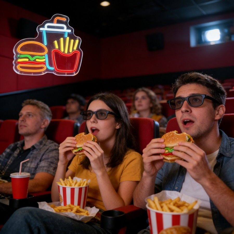 バーガーフライドポテトドリンクファーストフードLEDネオンラ - Commercial Kitchen Walls のレビューと価格